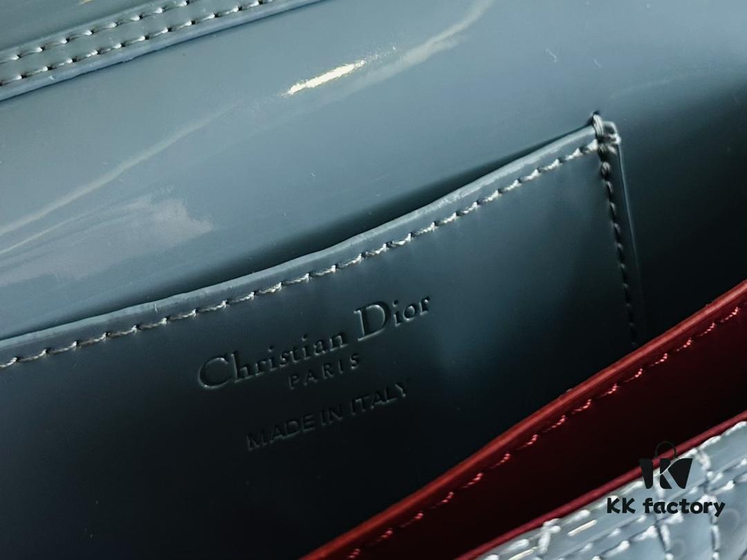 Lacquered Leather Lady Dior Pearl Clutch with Box