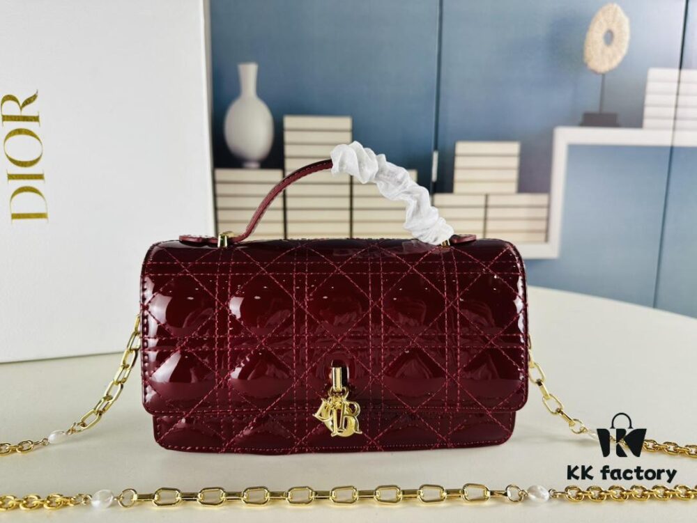 Lacquered Lady Dior Pearl Clutch Bag with Box