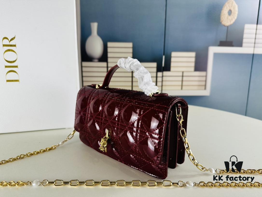 Lacquered Lady Dior Pearl Clutch Bag with Box