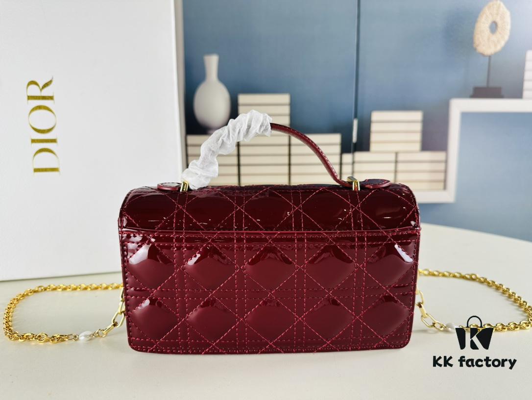 Lacquered Lady Dior Pearl Clutch Bag with Box