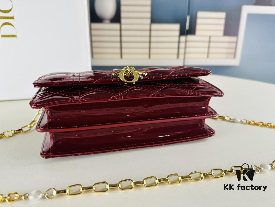 Lacquered Lady Dior Pearl Clutch Bag with Box