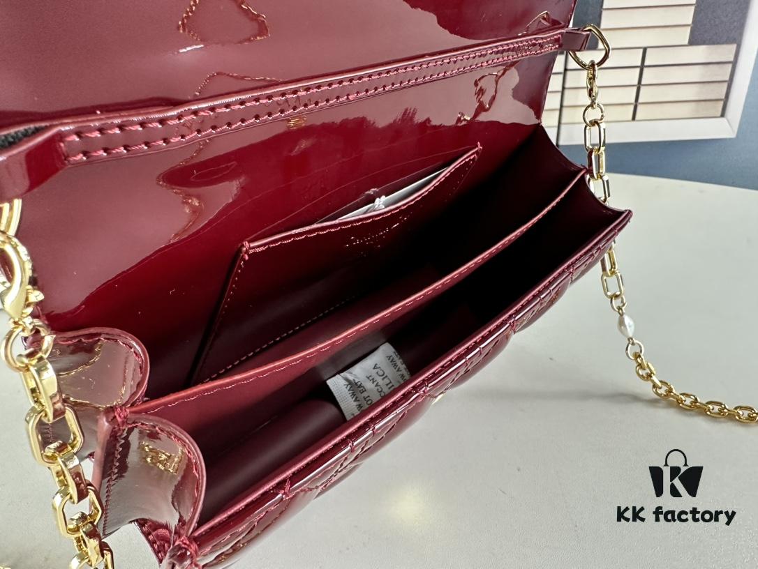 Lacquered Lady Dior Pearl Clutch Bag with Box