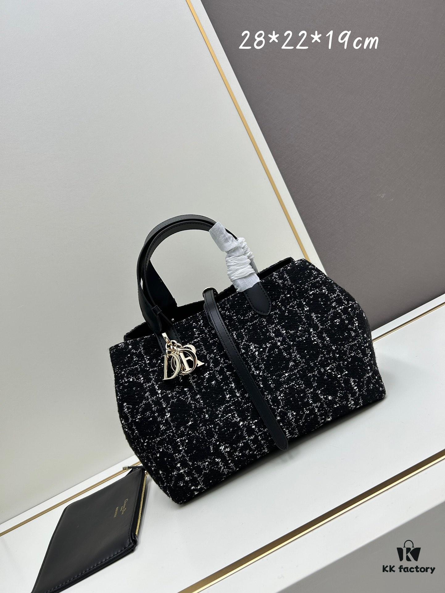 Dior Toujours Medium Bag in Black Calfskin with Cannage Stitching