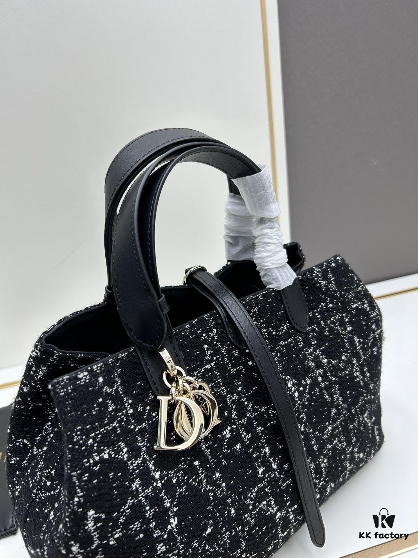Dior Toujours Medium Bag in Black Calfskin with Cannage Stitching