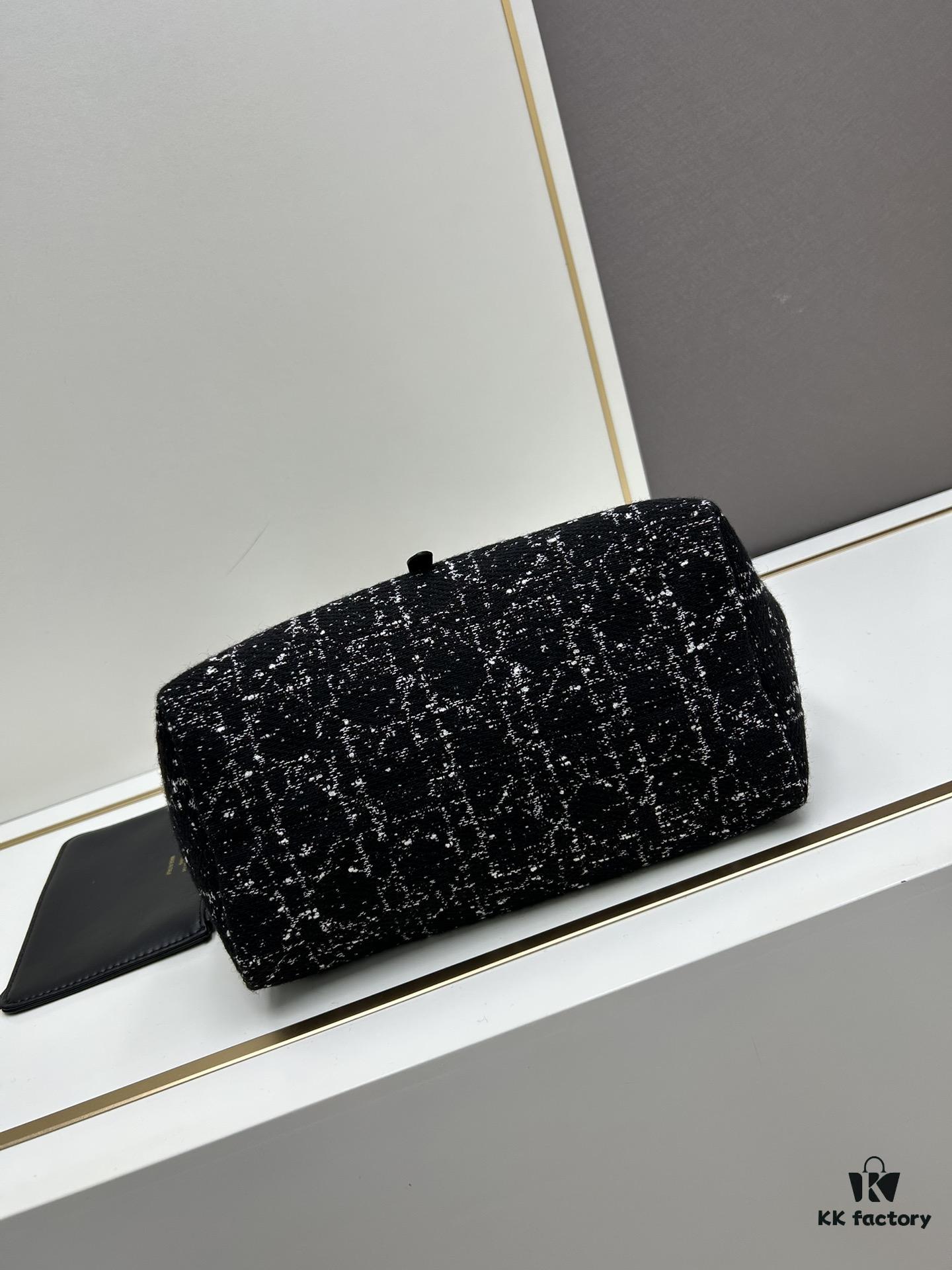 Dior Toujours Medium Bag in Black Calfskin with Cannage Stitching