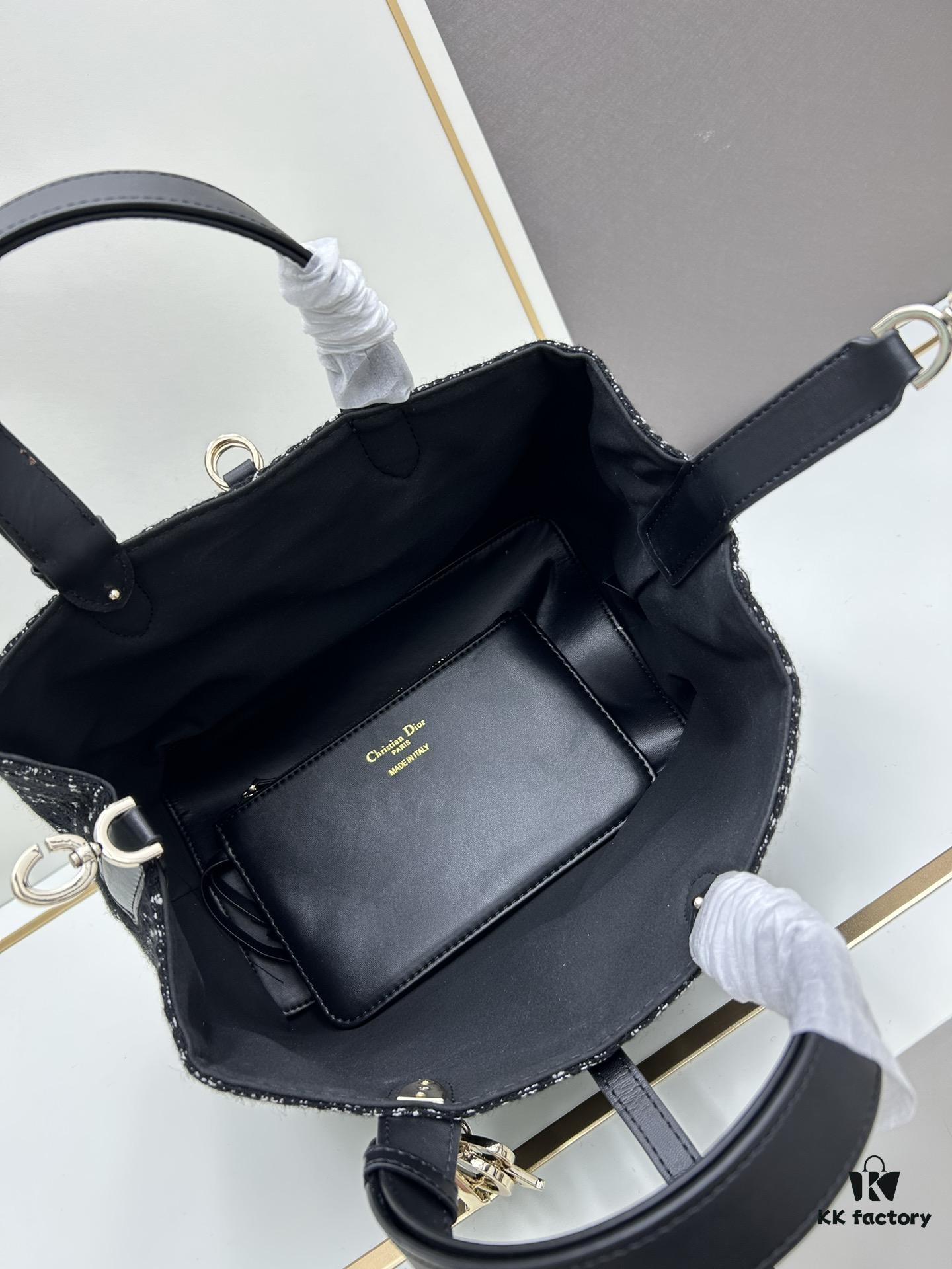 Dior Toujours Medium Bag in Black Calfskin with Cannage Stitching