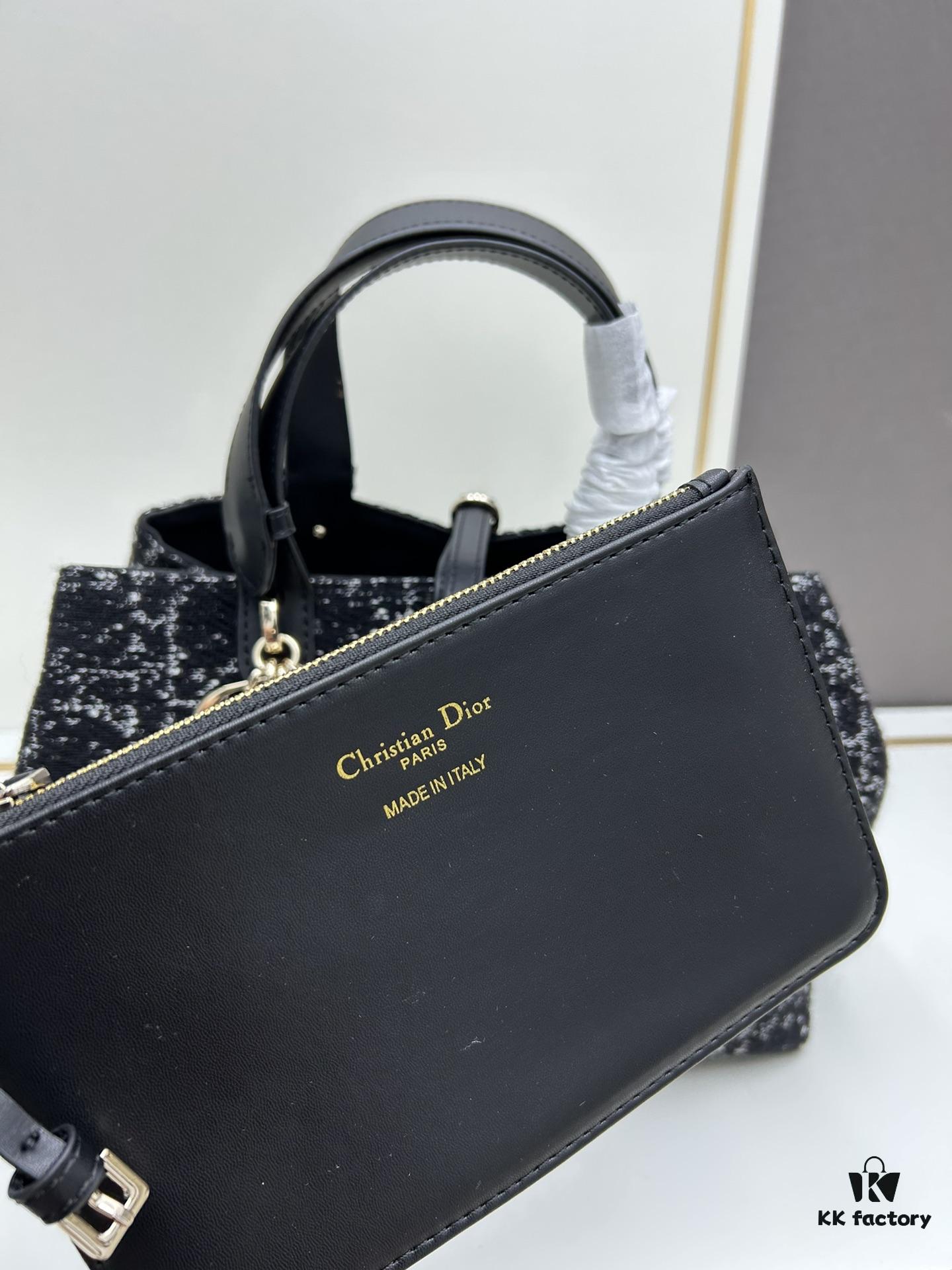 Dior Toujours Medium Bag in Black Calfskin with Cannage Stitching