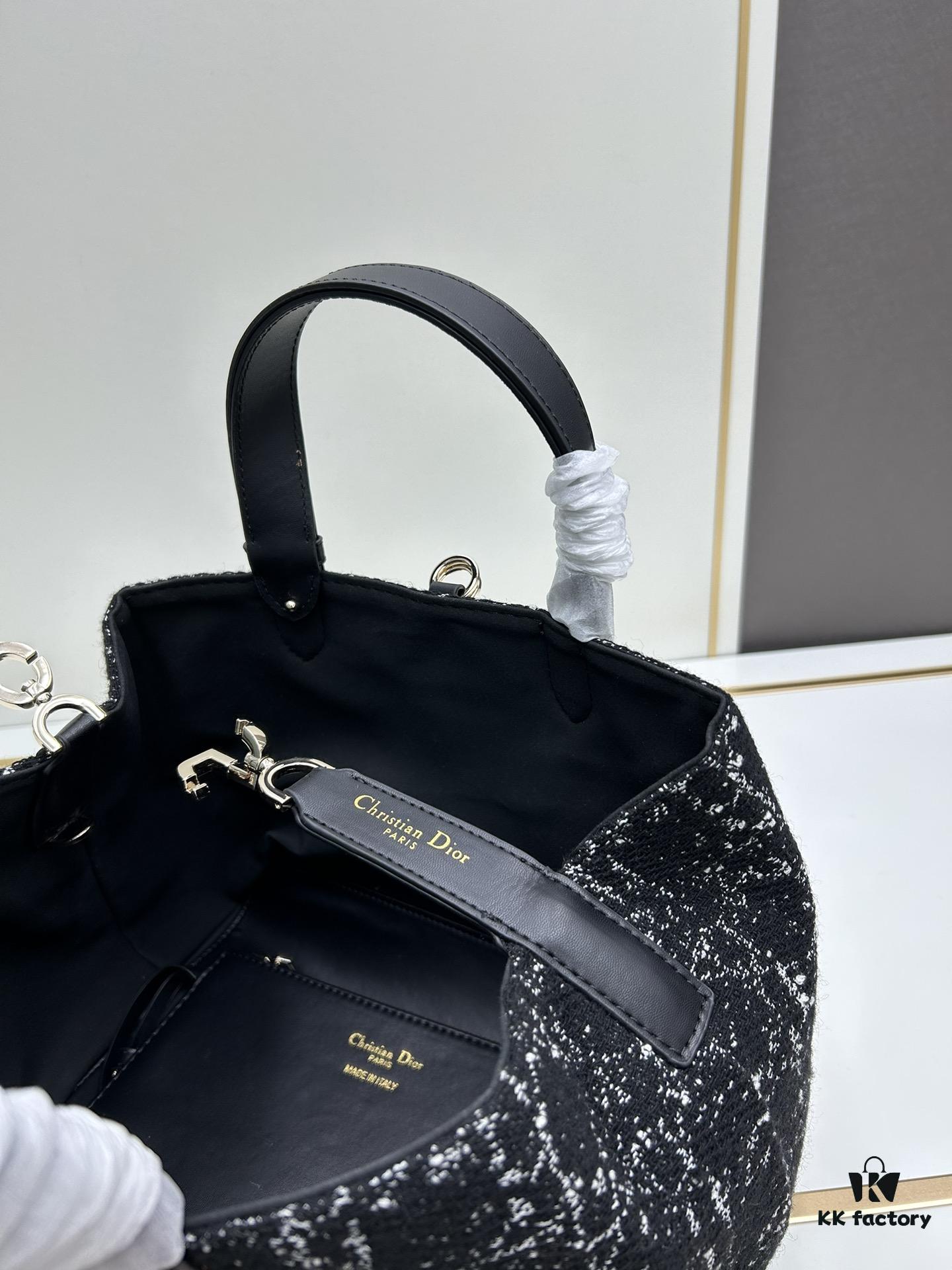 Dior Toujours Medium Bag in Black Calfskin with Cannage Stitching