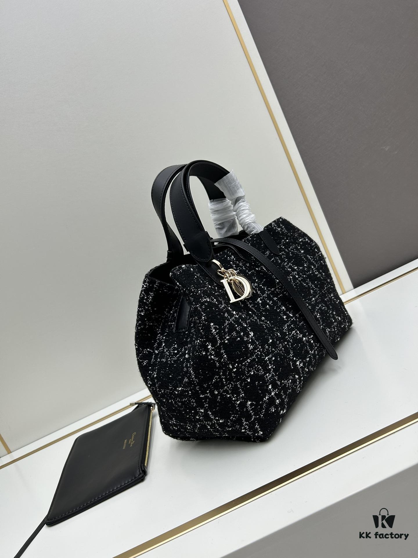 Dior Toujours Medium Bag in Black Calfskin with Cannage Stitching