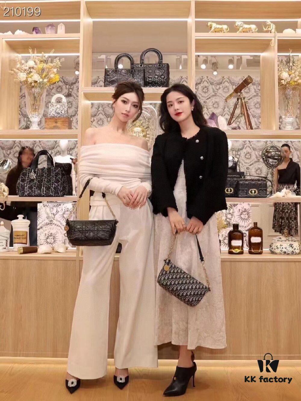 New Diorstar Hobo Chain Bag in Black Crinkled Calfskin with Cannage Stitching