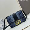 Large 30 Montaigne East-West Handbag in Blue Denim Dior Oblique Jacquard