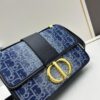Large 30 Montaigne East-West Handbag in Blue Denim Dior Oblique Jacquard