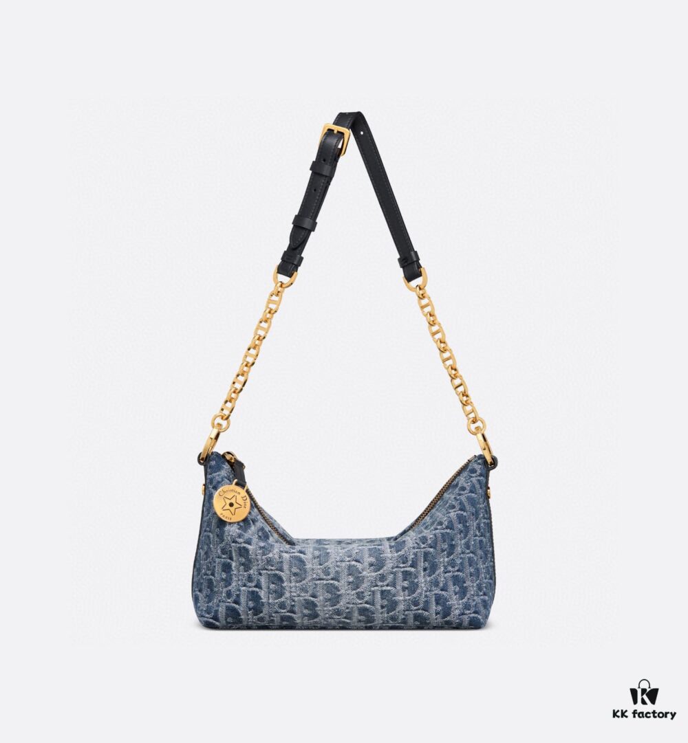 Diorstar Hobo Chain Bag in Blue Denim Dior Oblique Jacquard