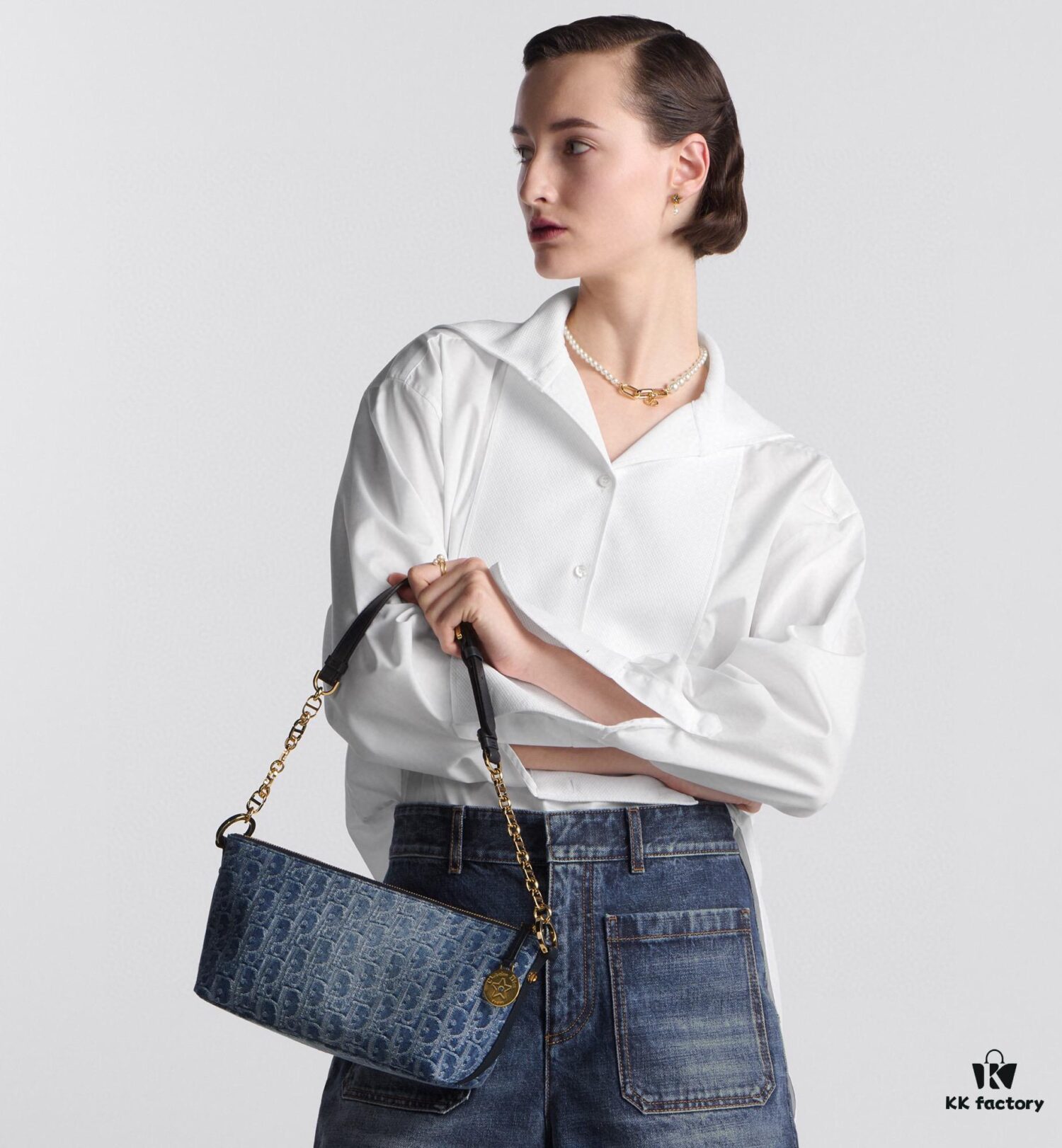 Diorstar Hobo Chain Bag in Blue Denim Dior Oblique Jacquard