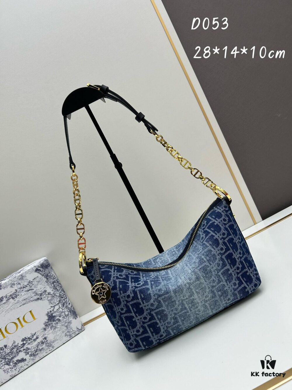 Diorstar Hobo Chain Bag in Blue Denim Dior Oblique Jacquard