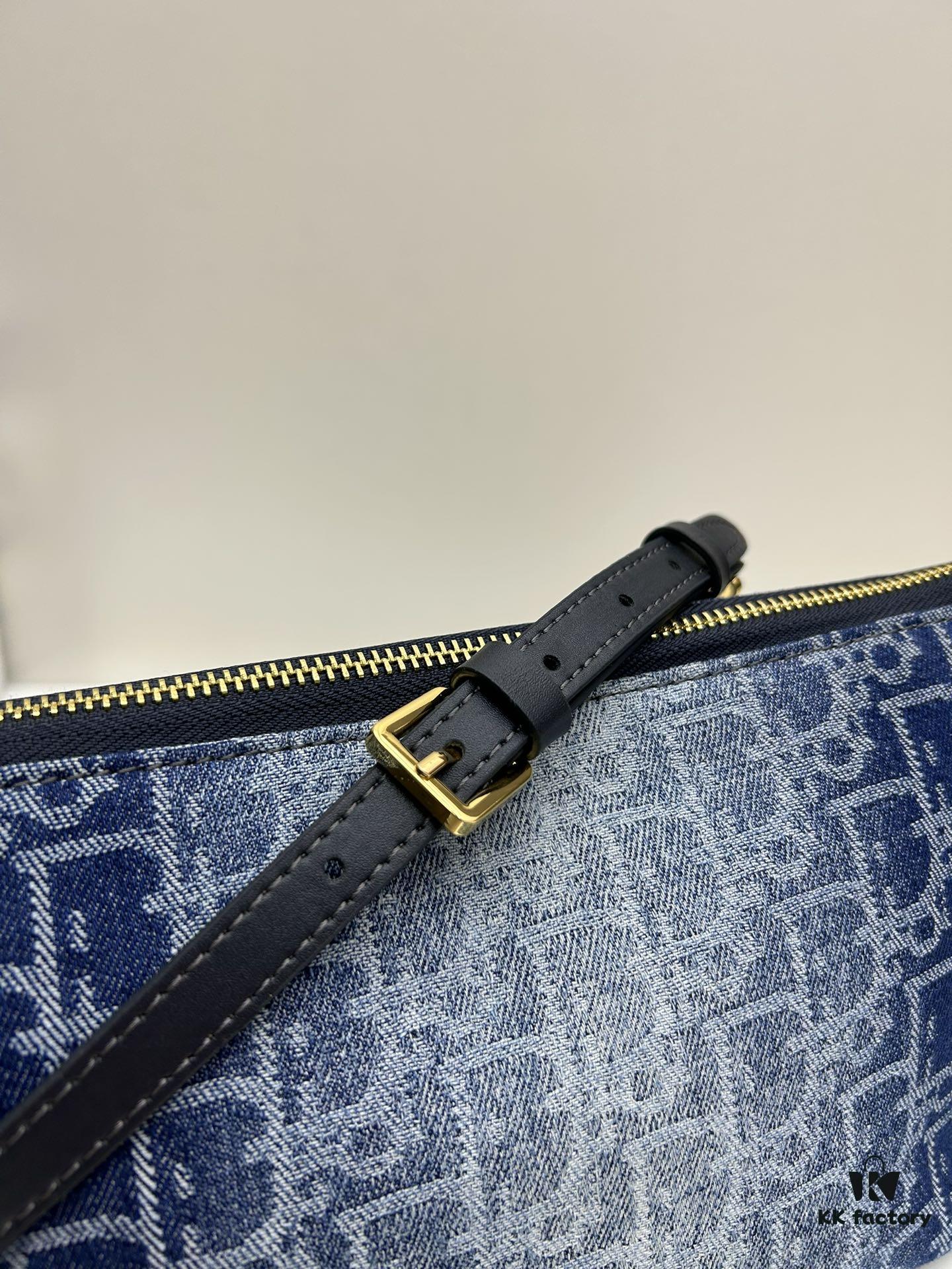 Diorstar Hobo Chain Bag in Blue Denim Dior Oblique Jacquard