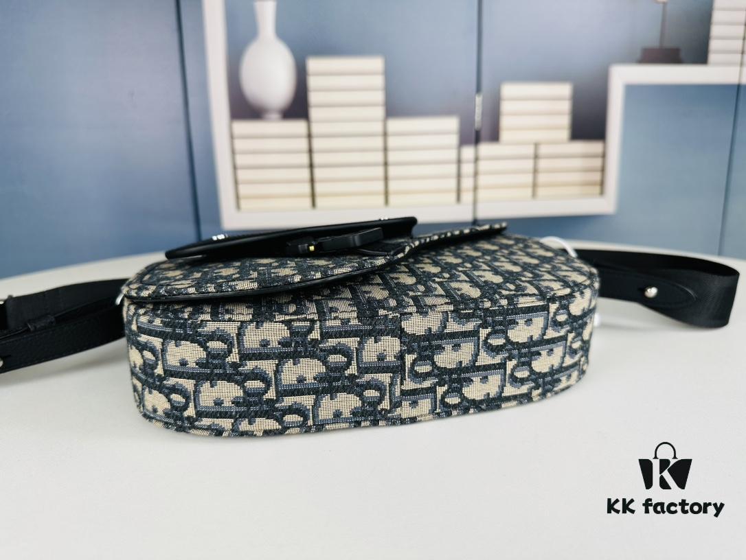 Saddle Messenger Bag with Box (Beige and Black Oblique Print)