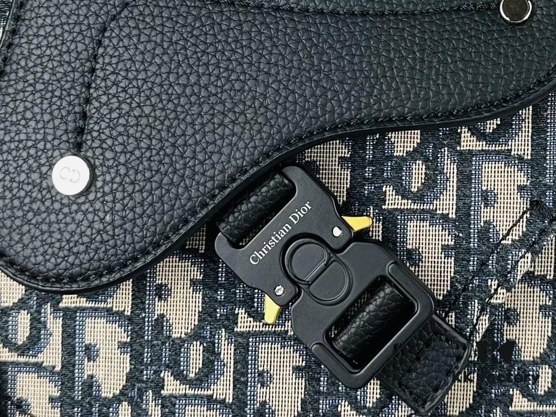 Saddle Messenger Bag with Box (Beige and Black Oblique Print)