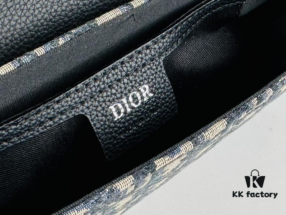 Saddle Messenger Bag with Box (Beige and Black Oblique Print)