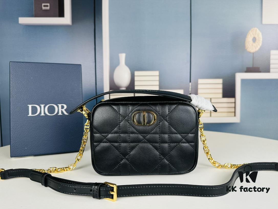 Dior Caro Top Handle Camera Bag in Black Calfskin, Small Size, from Spring-Summer 2024 Ready-to-Wear Collection