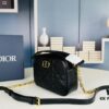 Dior Caro Top Handle Camera Bag in Black Calfskin, Small Size, from Spring-Summer 2024 Ready-to-Wear Collection