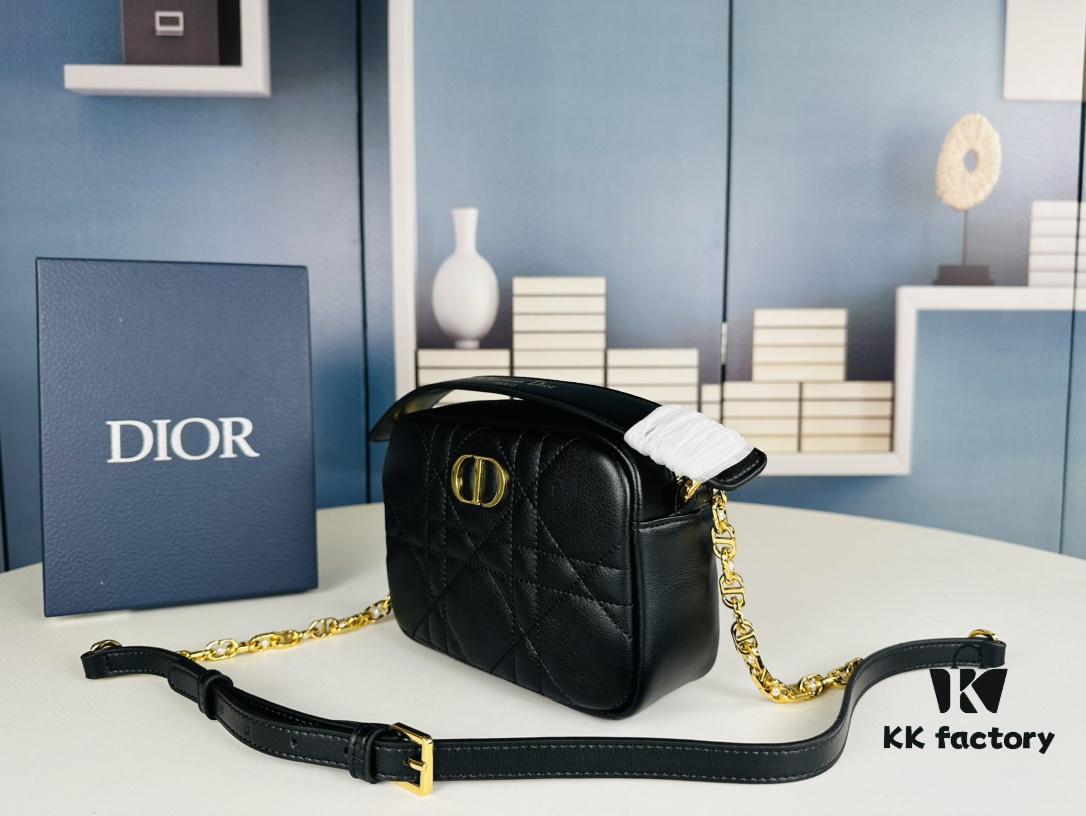 Dior Caro Top Handle Camera Bag in Black Calfskin, Small Size, from Spring-Summer 2024 Ready-to-Wear Collection