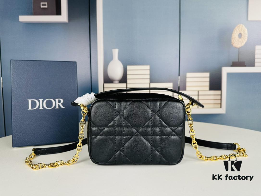 Dior Caro Top Handle Camera Bag in Black Calfskin, Small Size, from Spring-Summer 2024 Ready-to-Wear Collection