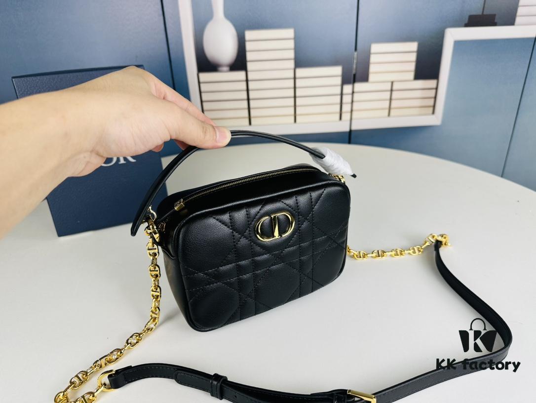 Dior Caro Top Handle Camera Bag in Black Calfskin, Small Size, from Spring-Summer 2024 Ready-to-Wear Collection