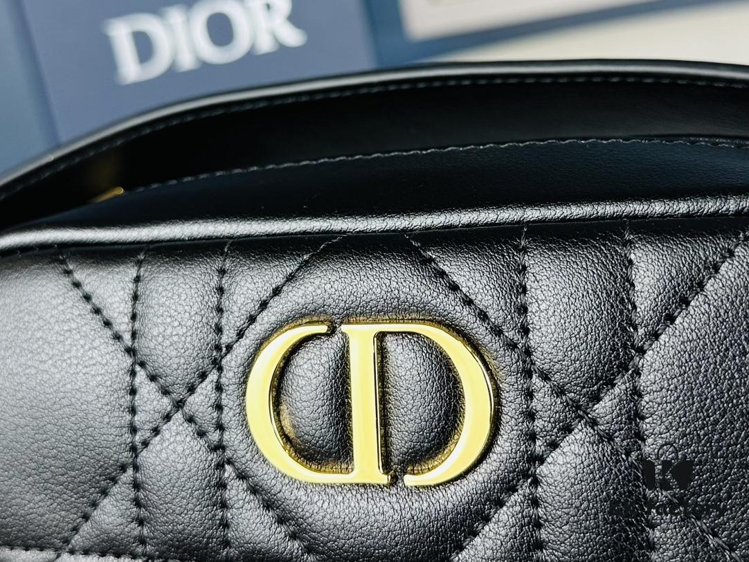 Dior Caro Top Handle Camera Bag in Black Calfskin, Small Size, from Spring-Summer 2024 Ready-to-Wear Collection