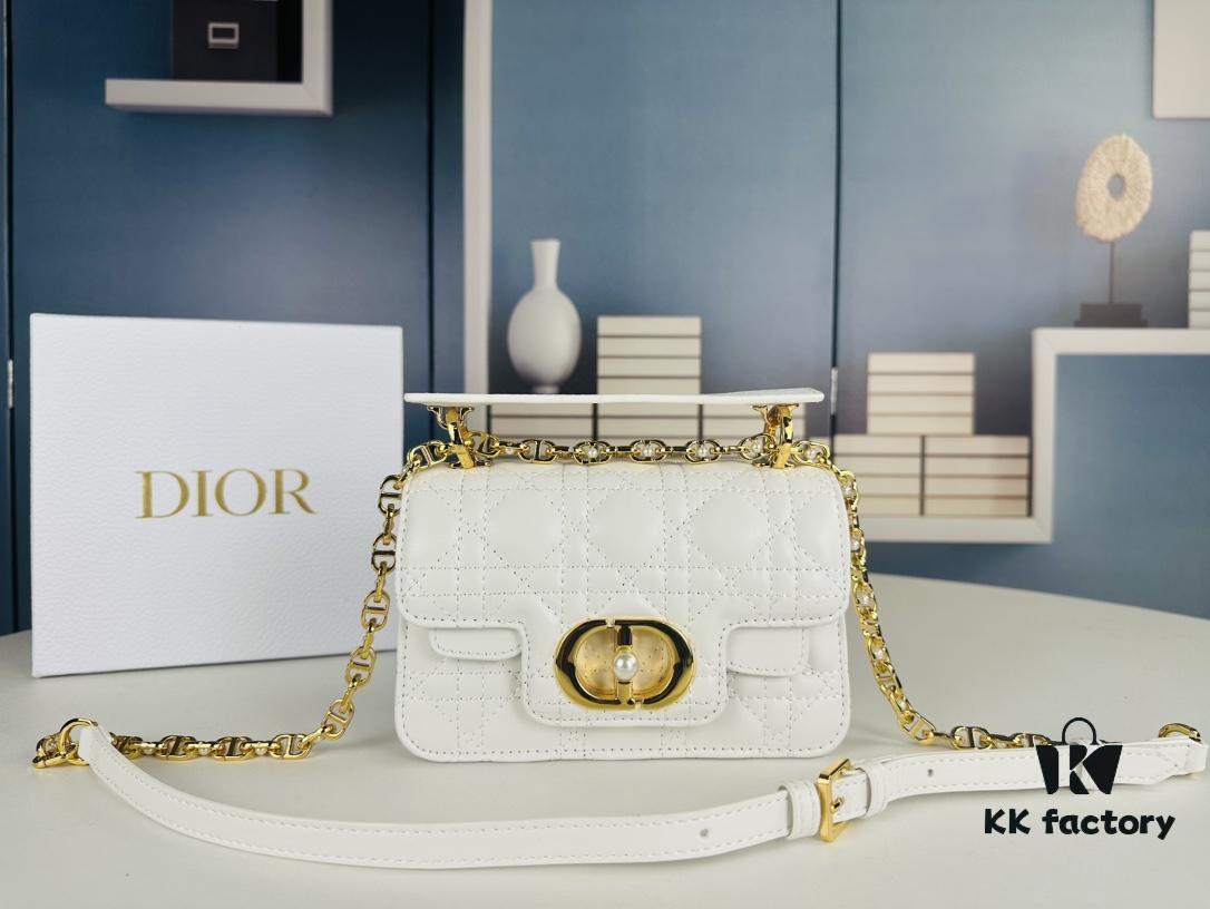 Dior Jolie Small Handbag (with Box) – Black Calfskin with Cannage Stitching and CD Closure