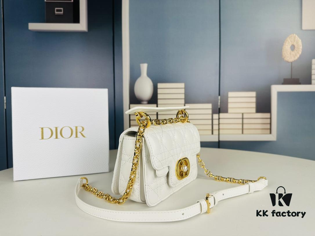 Dior Jolie Small Handbag (with Box) – Black Calfskin with Cannage Stitching and CD Closure