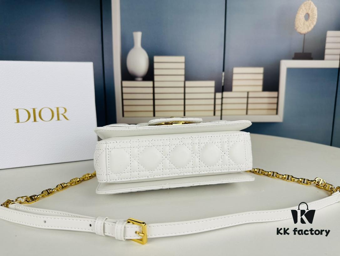 Dior Jolie Handbag in Black Calfskin with Beige Matelassé Stitching and CD Closure – Large Size (with Box)