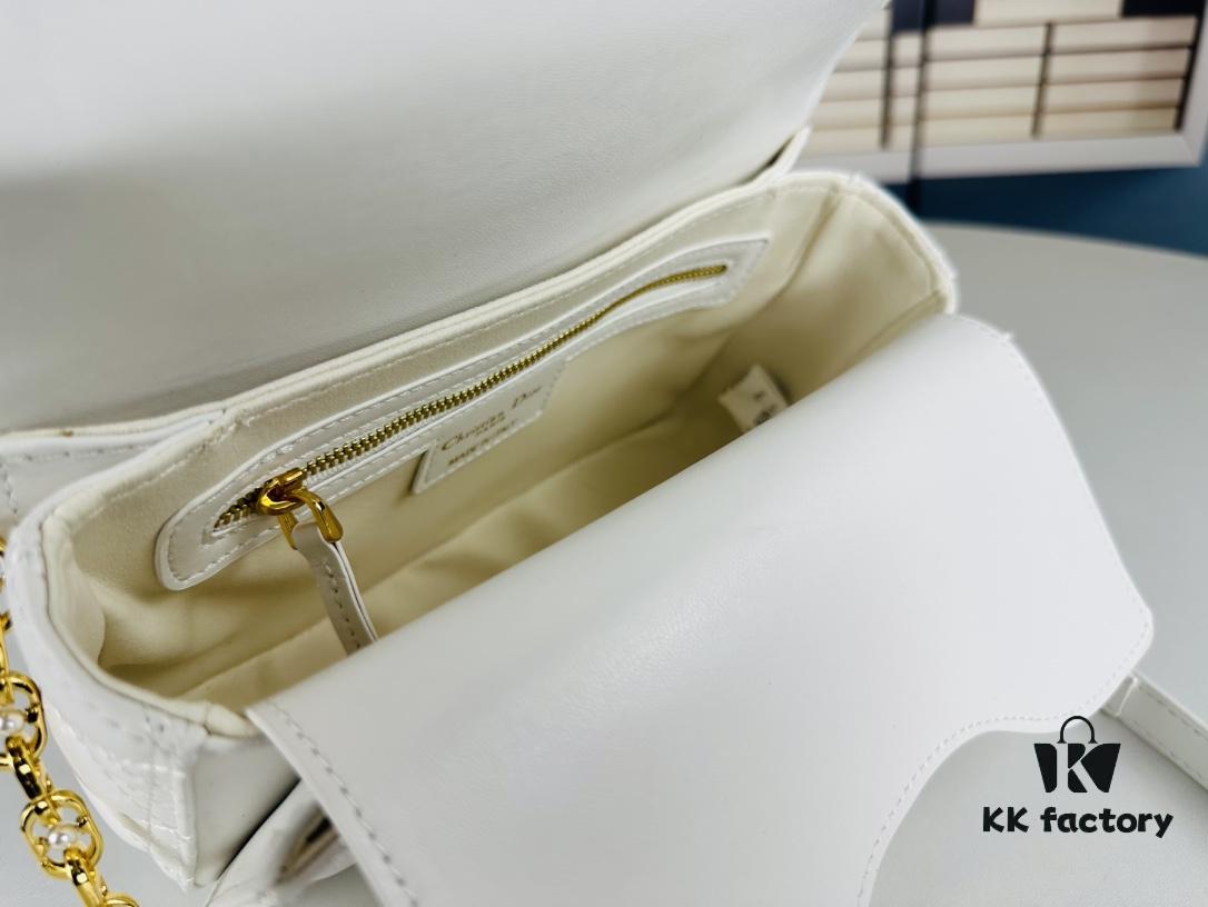 Dior Jolie Handbag in Black Calfskin with Beige Matelassé Stitching and CD Closure – Large Size (with Box)