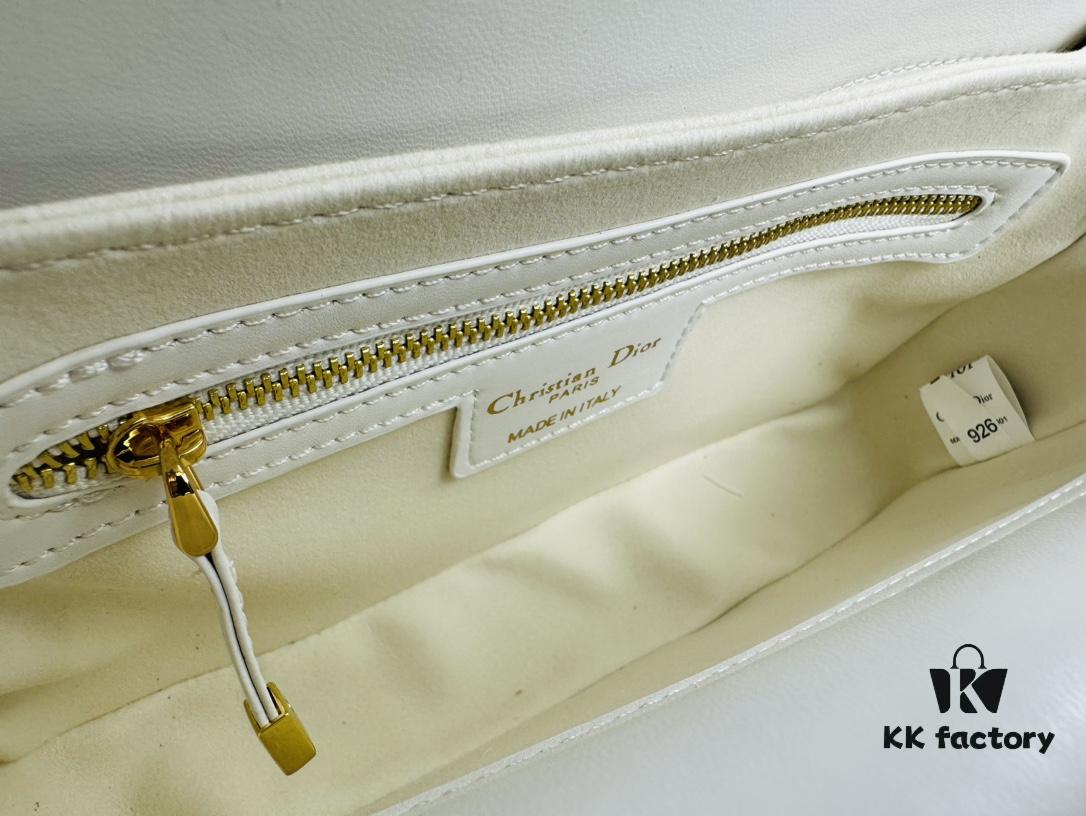 Dior Jolie Handbag in Black Calfskin with Beige Matelassé Stitching and CD Closure – Large Size (with Box)