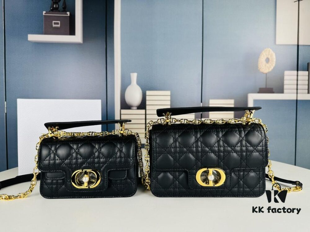 Dior Jolie Tote Bag Large Size (with Box) – Black Calfskin with Cannage Stitching and CD Detail