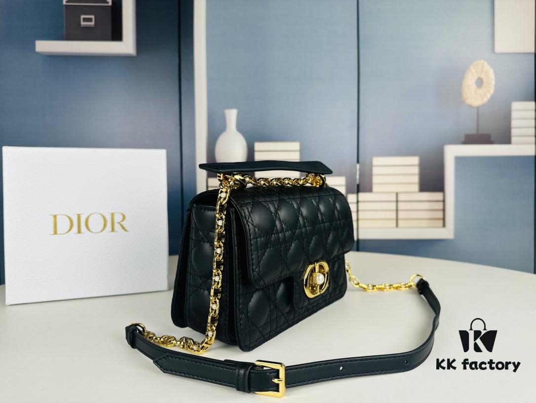 Dior Jolie Tote Bag Large Size (with Box) – Black Calfskin with Cannage Stitching and CD Detail