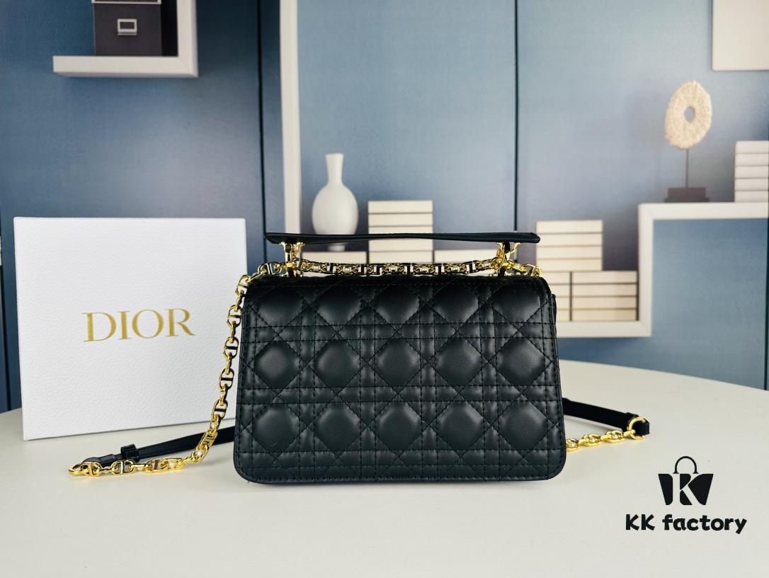 Dior Jolie Tote Bag Large Size (with Box) – Black Calfskin with Cannage Stitching and CD Detail