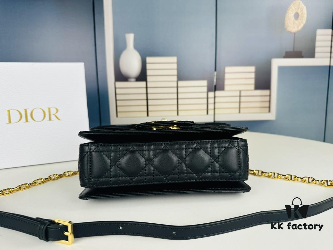 Dior Jolie Tote Bag Large Size (with Box) – Black Calfskin with Cannage Stitching and CD Detail