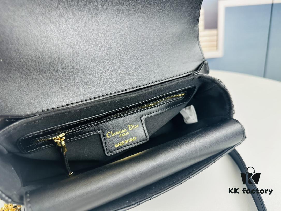 Dior Jolie Tote Bag Large Size (with Box) – Black Calfskin with Cannage Stitching and CD Detail