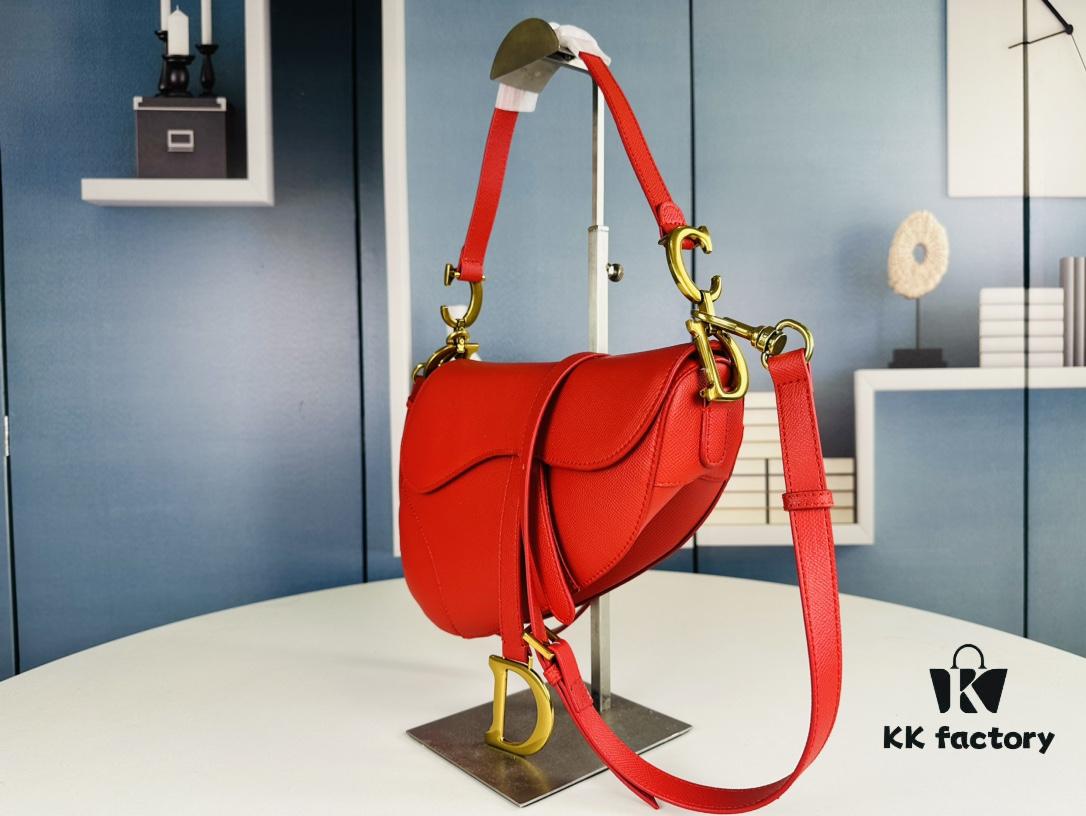 Large Size ♥️ Dior Saddle Bag, Vintage Pattern, Thin Strap, Palm Texture Series [Includes Retail Box 🎁]