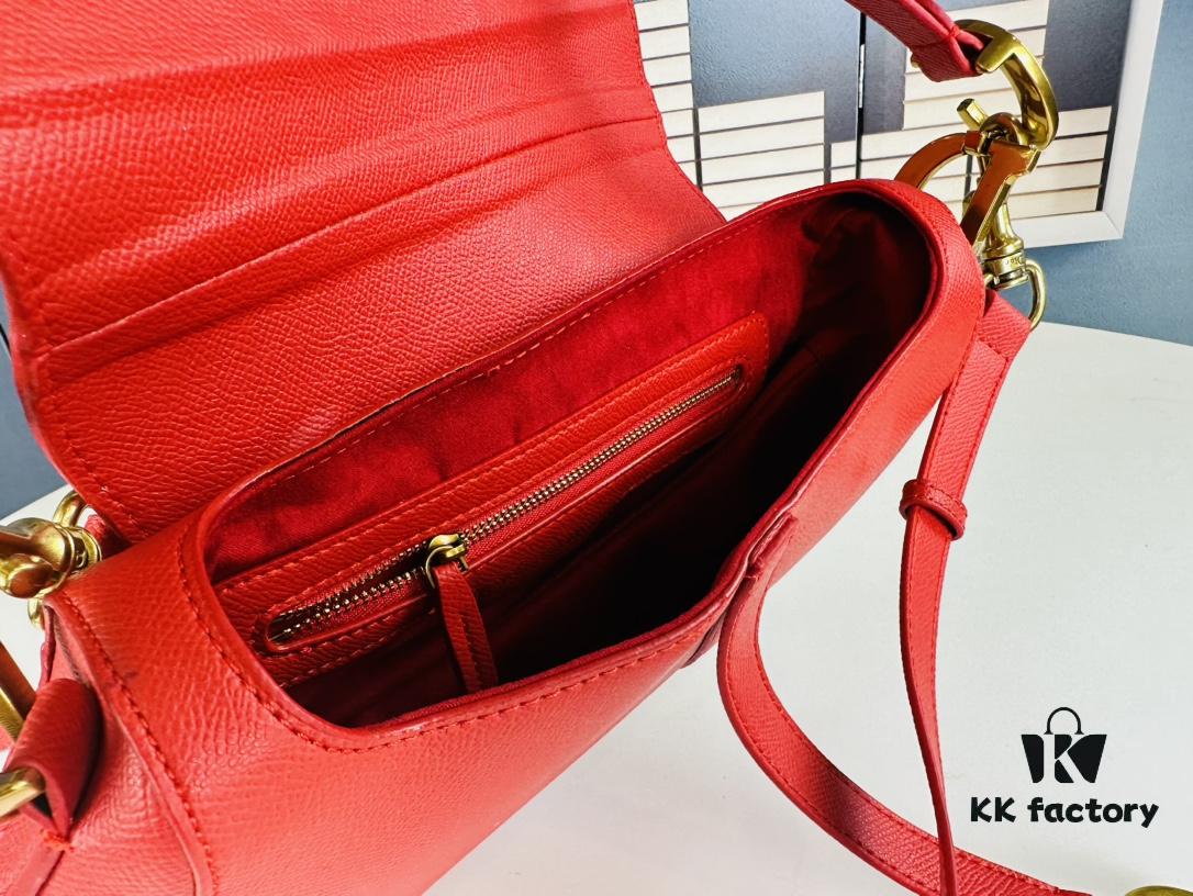 Large Size ♥️ Dior Saddle Bag, Vintage Pattern, Thin Strap, Palm Texture Series [Includes Retail Box 🎁]