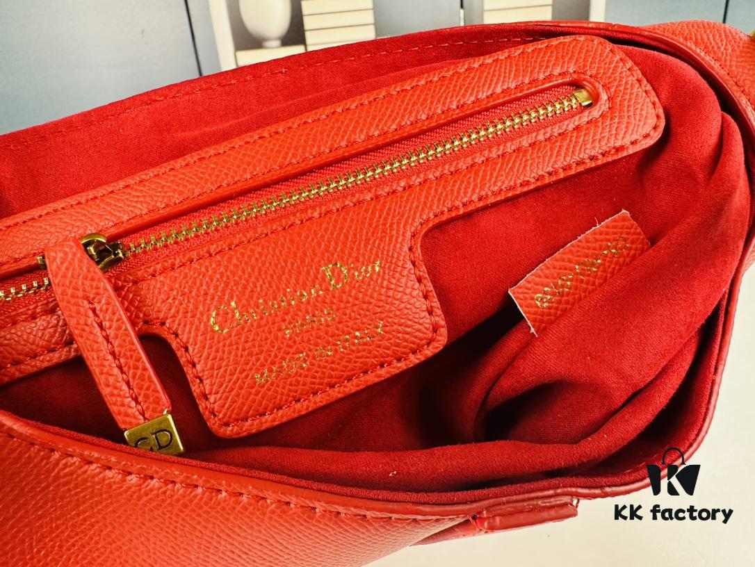 Large Size ♥️ Dior Saddle Bag, Vintage Pattern, Thin Strap, Palm Texture Series [Includes Retail Box 🎁]