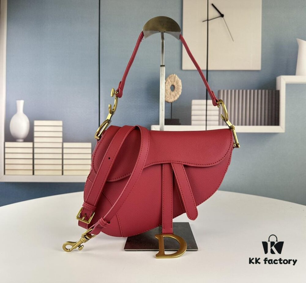 Large Size ♥️ Dior Saddle Bag, Vintage Pattern, Thin Strap, Palm Texture Series [Includes Retail Box 🎁]