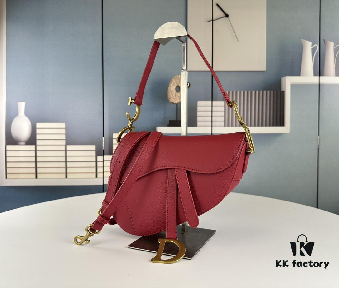 Large Size ♥️ Dior Saddle Bag, Vintage Pattern, Thin Strap, Palm Texture Series [Includes Retail Box 🎁]