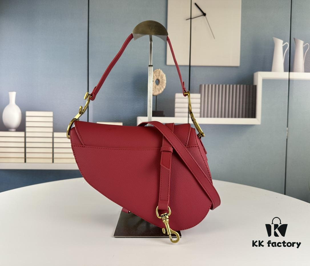 Large Size ♥️ Dior Saddle Bag, Vintage Pattern, Thin Strap, Palm Texture Series [Includes Retail Box 🎁]