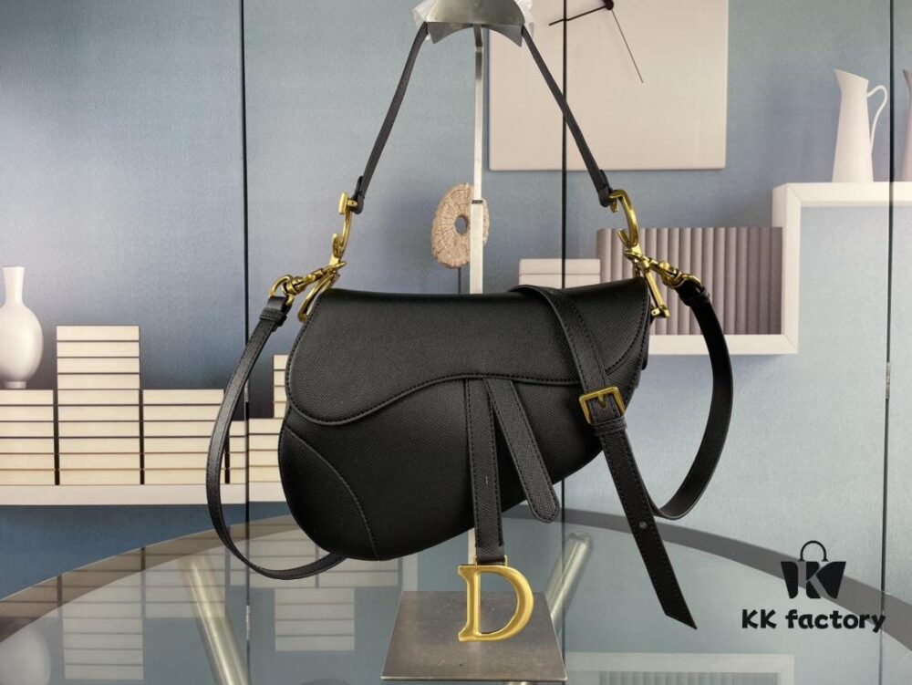 Large Size ♥️ Dior Saddle Bag, Vintage Pattern, Thin Strap, Palm Grain Series [Includes Retail Box 🎁]