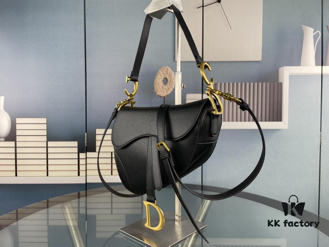 Large Size ♥️ Dior Saddle Bag, Vintage Pattern, Thin Strap, Palm Grain Series [Includes Retail Box 🎁]