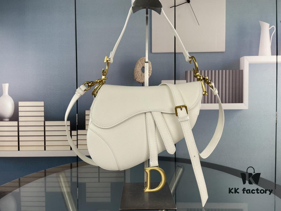 Large Size ♥️ Dior Saddle Bag, Vintage Pattern, Thin Strap, Palm Grain Series [Includes Retail Box 🎁]