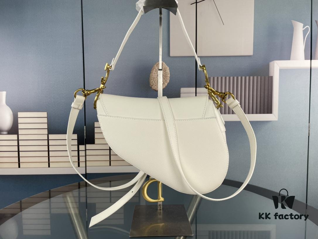 Large Size ♥️ Dior Saddle Bag, Vintage Pattern, Thin Strap, Palm Grain Series [Includes Retail Box 🎁]