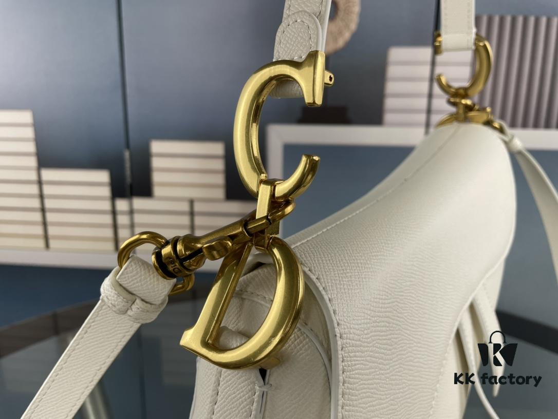 Large Size ♥️ Dior Saddle Bag, Vintage Pattern, Thin Strap, Palm Grain Series [Includes Retail Box 🎁]